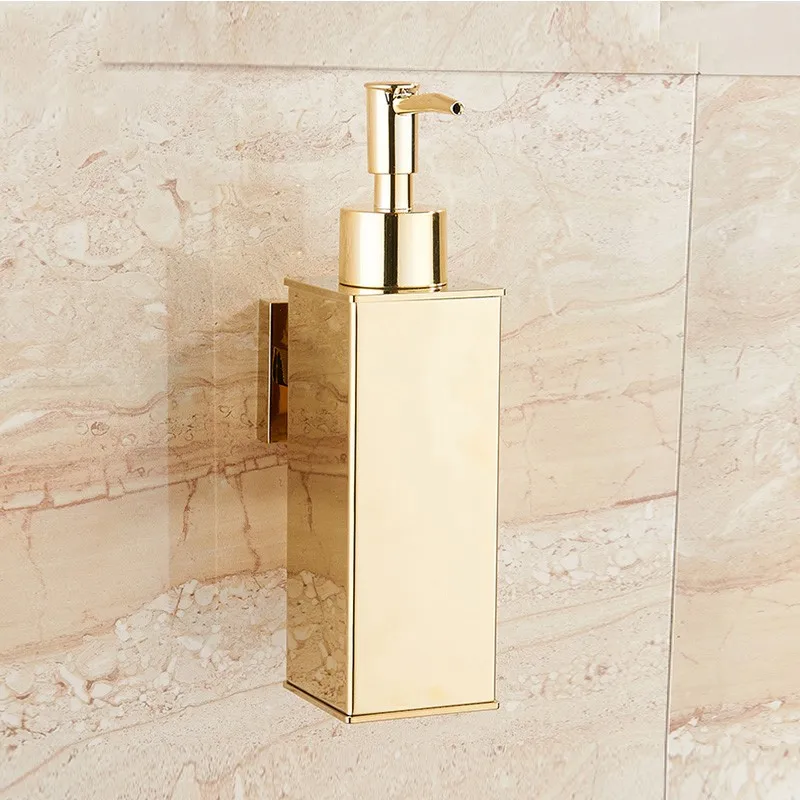 Dispensador de sabão líquido banheiro fixado na parede ouro aço inoxidável chuveiro gel detergente shampoo garrafa para cozinha hotel casa - Image 2
