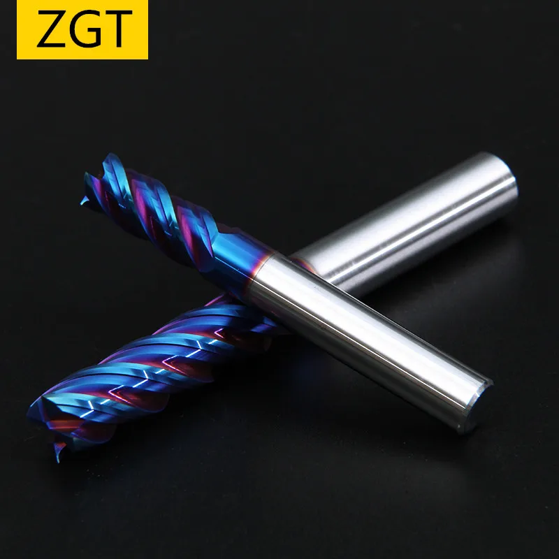 ZGT Endmill Cutting HRC65 4 Flute 3mm 4mm 5mm 6mm 8mm 10mm 12mm Metal Cutter Alloy Carbide Milling Steel Milling Cutter End Mill - Image 2