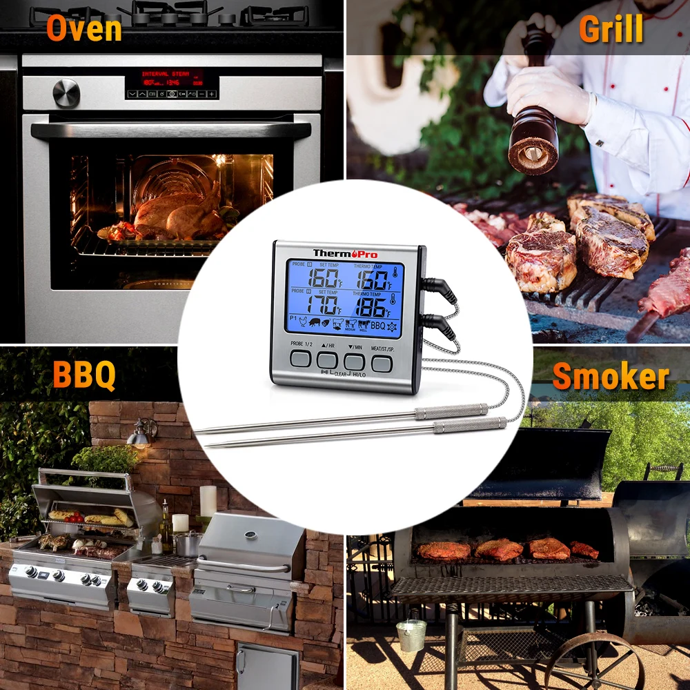 Thermofopro tp17 sondas duplas termômetro digital de carne ao ar livre cozinhar churrasco forno termômetro com grande tela lcd para cozinha - Image 6