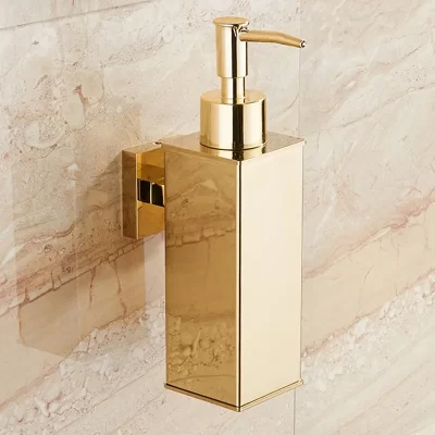Dispensador de sabão líquido banheiro fixado na parede ouro aço inoxidável chuveiro gel detergente shampoo garrafa para cozinha hotel casa