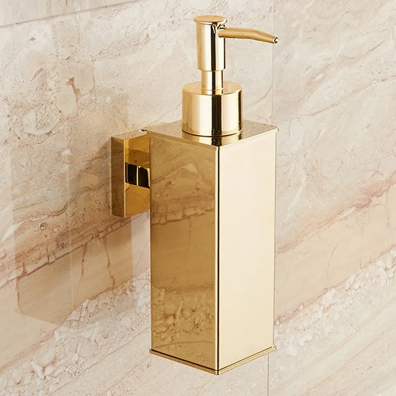 Dispensador de sabão líquido banheiro fixado na parede ouro aço inoxidável chuveiro gel detergente shampoo garrafa para cozinha hotel casa