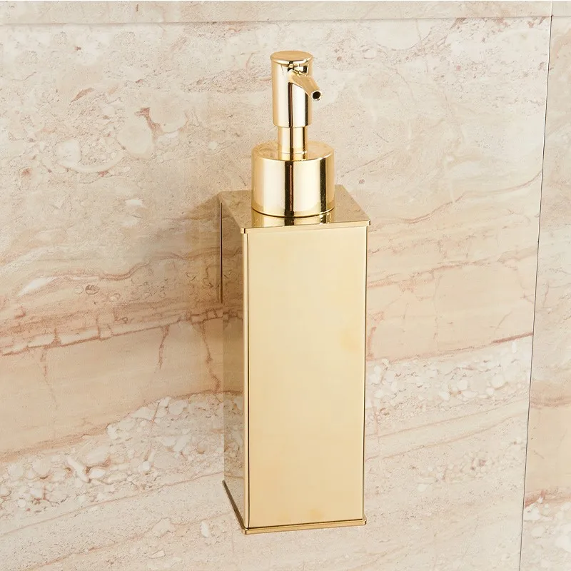 Dispensador de sabão líquido banheiro fixado na parede ouro aço inoxidável chuveiro gel detergente shampoo garrafa para cozinha hotel casa - Image 4