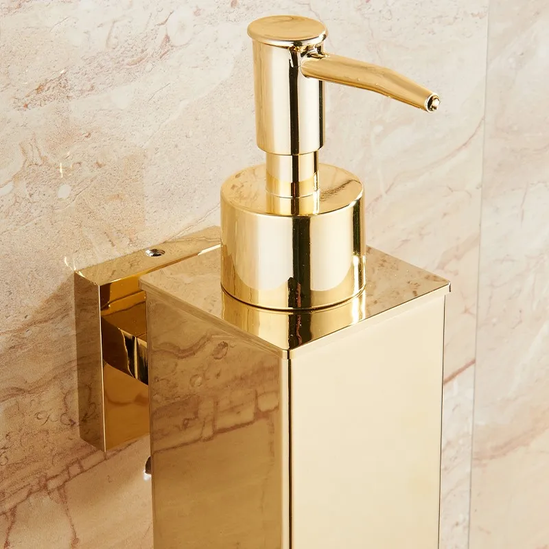 Dispensador de sabão líquido banheiro fixado na parede ouro aço inoxidável chuveiro gel detergente shampoo garrafa para cozinha hotel casa - Image 3