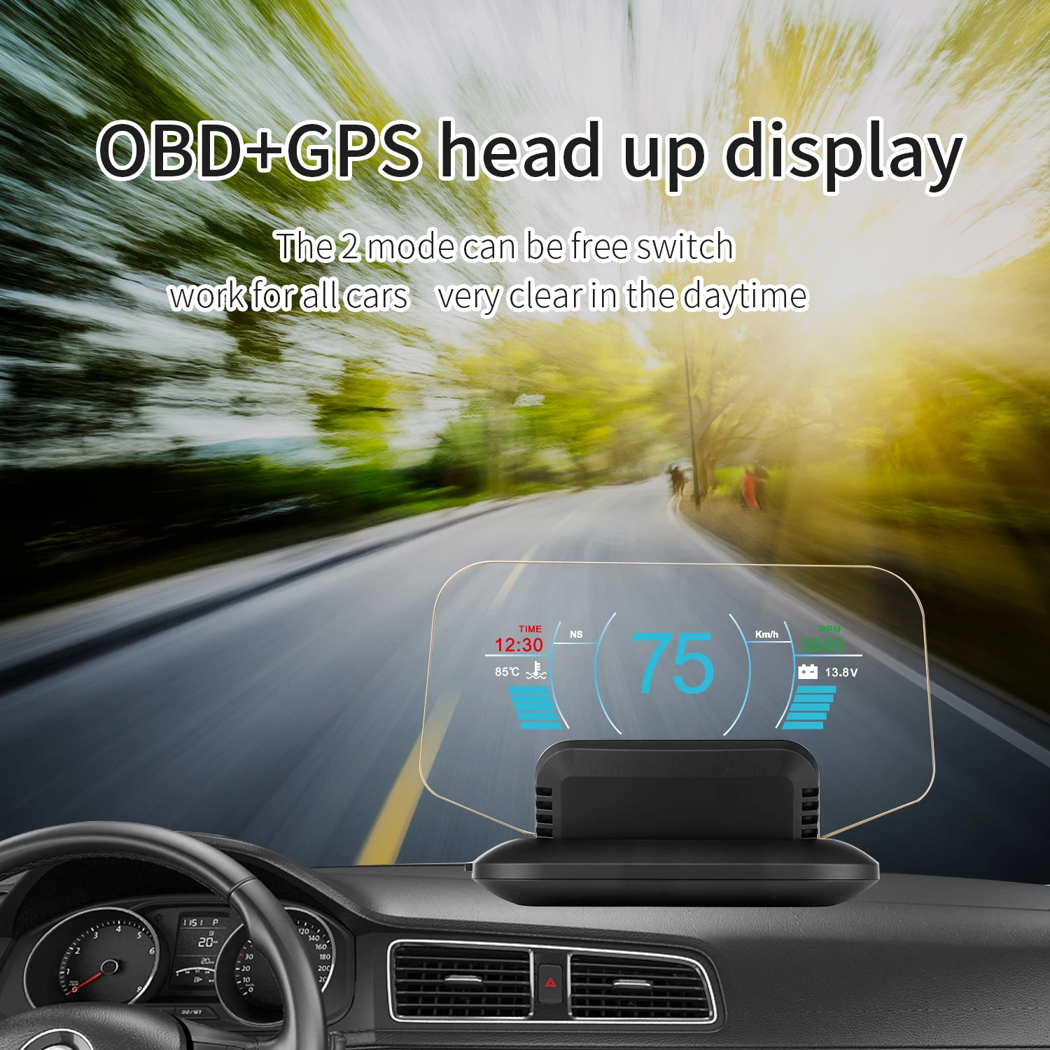 Newest C1 Car HUD Display OBD Electronics Head Up Display Car Speedometers Overspeed Warning GPS Speedometer OBD2+GPS Dual Mode - Image 6