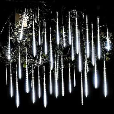 8 tubos chuva de meteoros chuva led luzes da corda guirlandas rua decorações da árvore natal para ao ar livre ano novo luzes do jardim fadas
