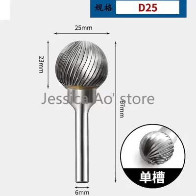 6-25mm Big Rotary Tool Bit Set D Large Ball Cutters for Metal Woodworking Router Bit Milling Tools Tungsten Steel Carbide Burrs
