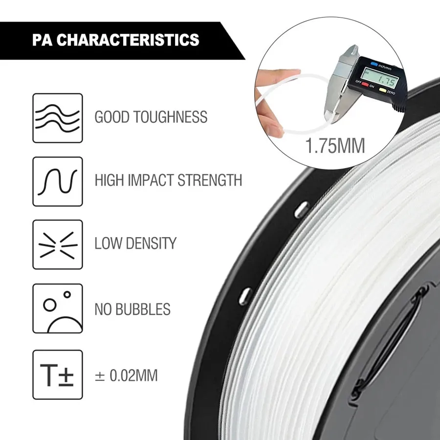 PLA Nylon 3D Printer Filament High Tensile Strength Nylon Filament 1.75mm 1KG/500g/250g Good Flexibility 3D Printing Material - Image 3