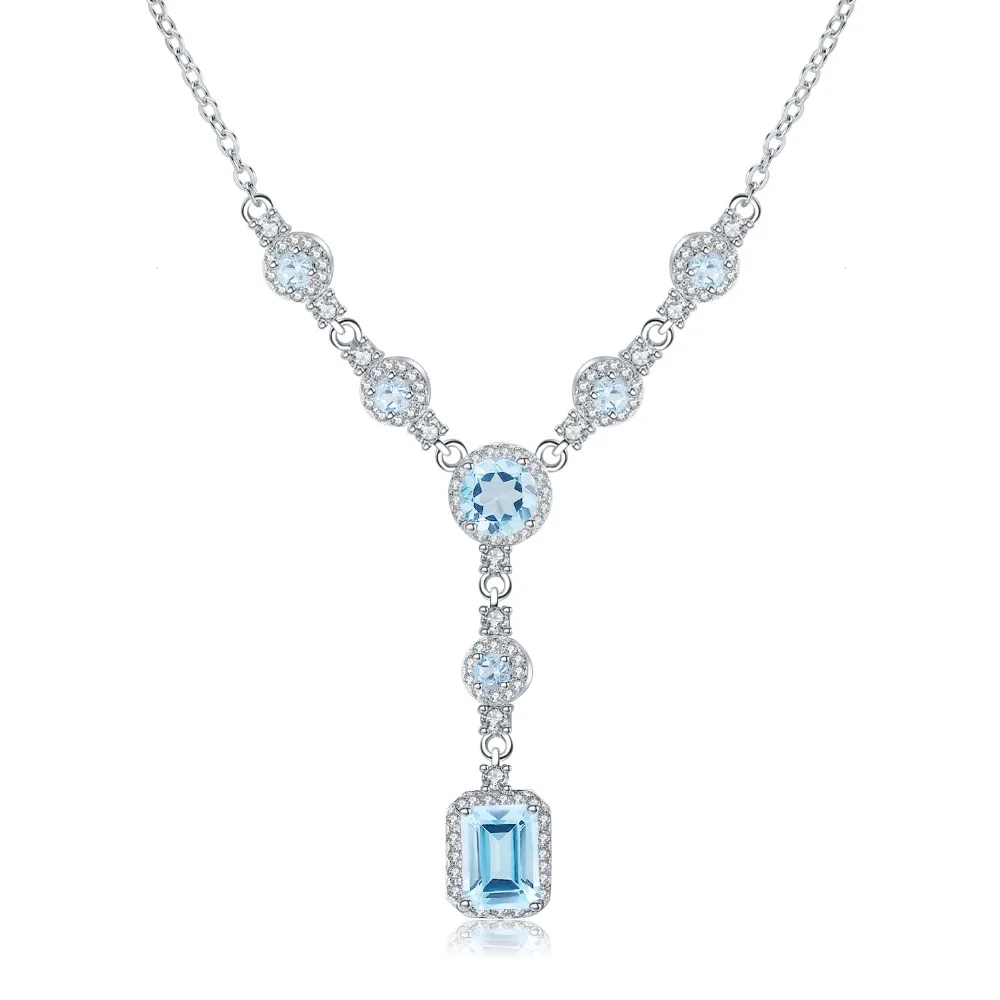 Gem's ballet luxo 3.77ct natural céu azul topázio pedra preciosa 925 prata esterlina pingente colar para casamento feminino jóias finas - Image 6