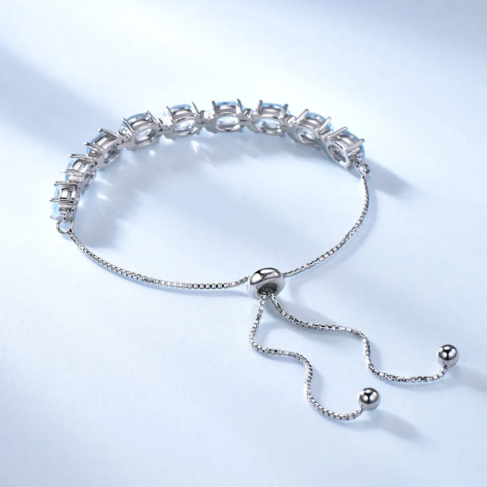Umcho nano céu azul topázio 925 prata esterlina elo de corrente pulseiras para mulheres jóias finas pulseira ajustável - Image 3