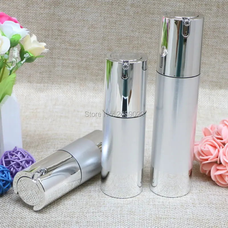 10pcs/lot Makeup Tools Silver Wire-drawing Refillable Bottles 30ml 50ml Lotion Cosmetic Container Empty Shampoo Airless Bottle - Image 2