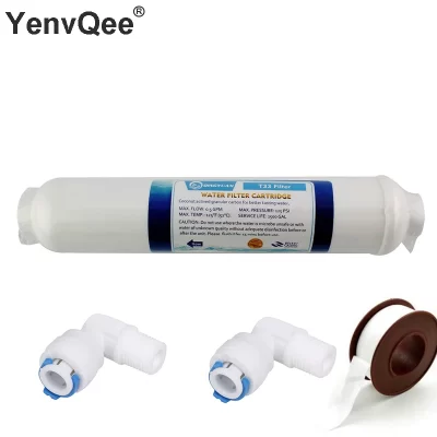10 Polegada t33 com 2 peças de montagem purificador de água em linha cocô carbono pós filtro de água 5micron filtro de carbono para osmosis reverso
