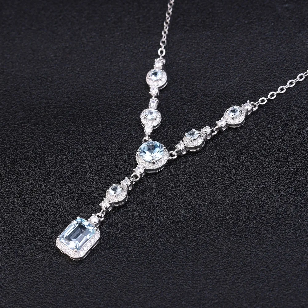 Gem's ballet luxo 3.77ct natural céu azul topázio pedra preciosa 925 prata esterlina pingente colar para casamento feminino jóias finas - Image 2