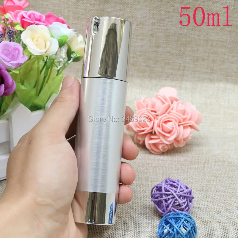 10pcs/lot Makeup Tools Silver Wire-drawing Refillable Bottles 30ml 50ml Lotion Cosmetic Container Empty Shampoo Airless Bottle - Image 4