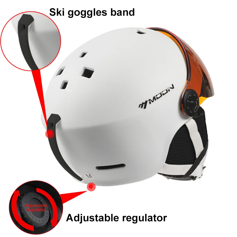 Lua capacete de esqui integralmente moldado pc + eps capacete de esqui de alta qualidade óculos esportes ao ar livre esqui snowboard skate capacetes dos homens - Image 3