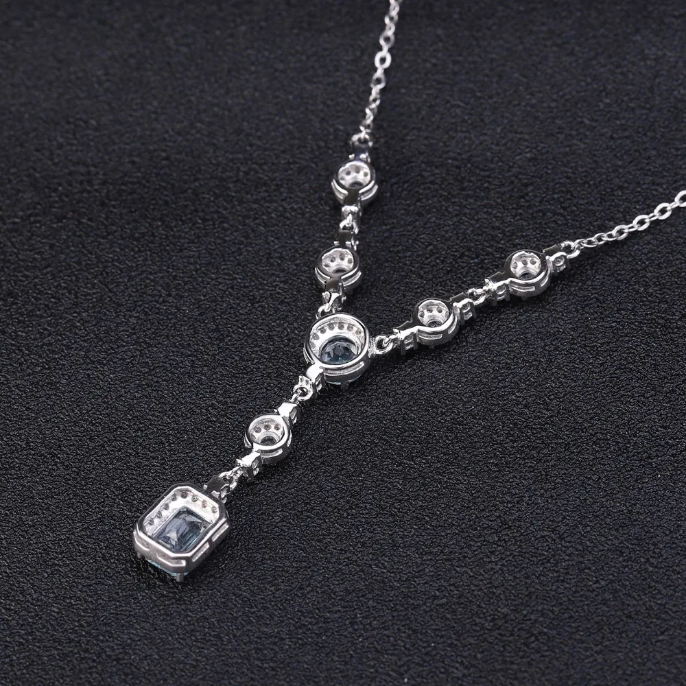 Gem's ballet luxo 3.77ct natural céu azul topázio pedra preciosa 925 prata esterlina pingente colar para casamento feminino jóias finas - Image 3