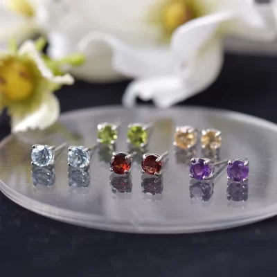 Itsmos topázio granada ametista citrino brincos de pedra natural clássico peridot s925 brincos de prata jewerly presente de aniversário