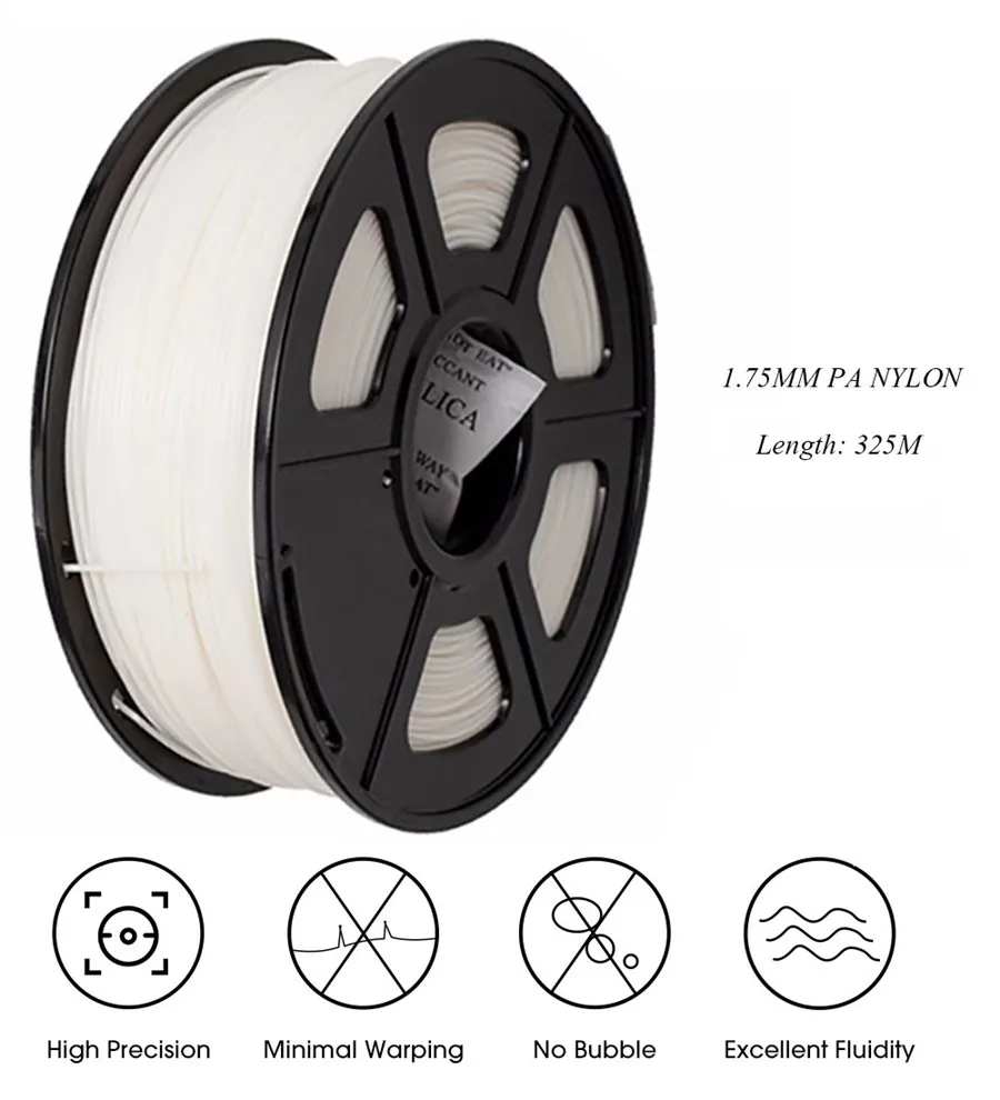 PLA Nylon 3D Printer Filament High Tensile Strength Nylon Filament 1.75mm 1KG/500g/250g Good Flexibility 3D Printing Material - Image 2