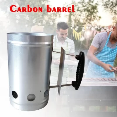 Churrasco grill fogão de acampamento ao ar livre anti deslizamento churrasco ferramenta carvão com alça chaminé starter carbono rápida ignição armazenamento balde