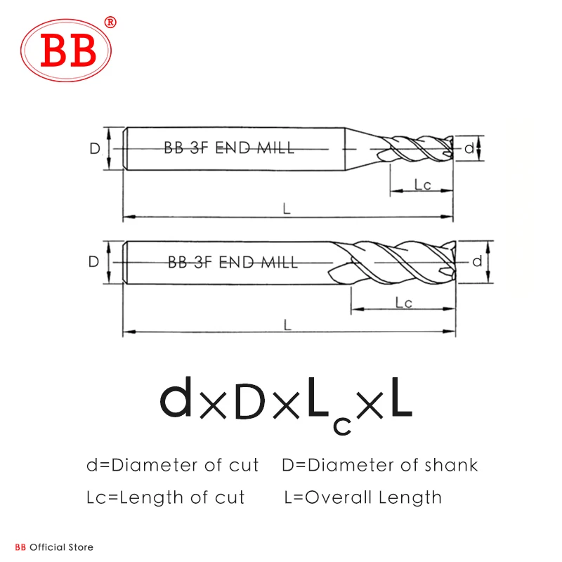 Bb 3 flauta carboneto fresa tungstênio fresa cnc ferramenta 1 a 20mm hrc55 para alumínio fibra de vidro acrílico madeira cobre plástico - Image 6