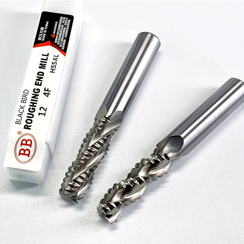 Moinho de topo de desbaste bb hss 3 4 flauta dentes de passo fino usinagem de aço de alumínio revestimento de estanho ferramenta de metal de baixa velocidade 6mm 7mm 8mm 10 12 - Image 4
