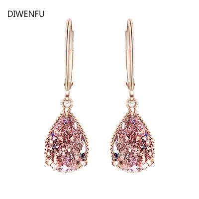Brincos de quartzo rosa natural para mulheres, 18k, ouro rosa, romântico, joias finas, topázio, pedras preciosas, bizuteria, brincos de luxo