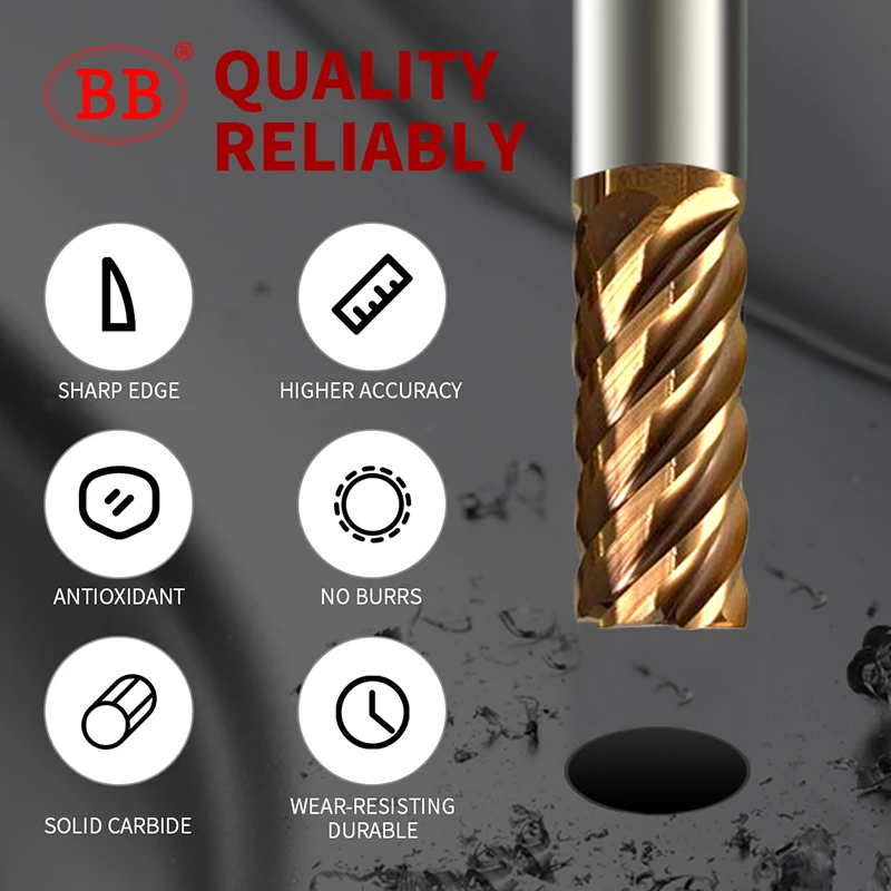 BB 6 Flutes Carbide End Mill Metal Steel 6 Teeth Tungsten Milling Cutter CNC Finishing Machining Router 4mm 6mm 8mm 10mm 12mm - Image 2