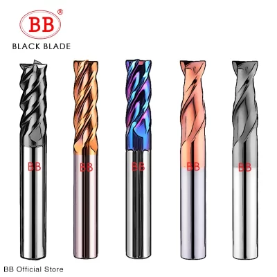 BB CNC Carbide Flat End Mill Tungsten Cutter 2 4 Flute Metal Steel Machining Tool Key Face Square Router Bit 6 8 12 Shank HRC55