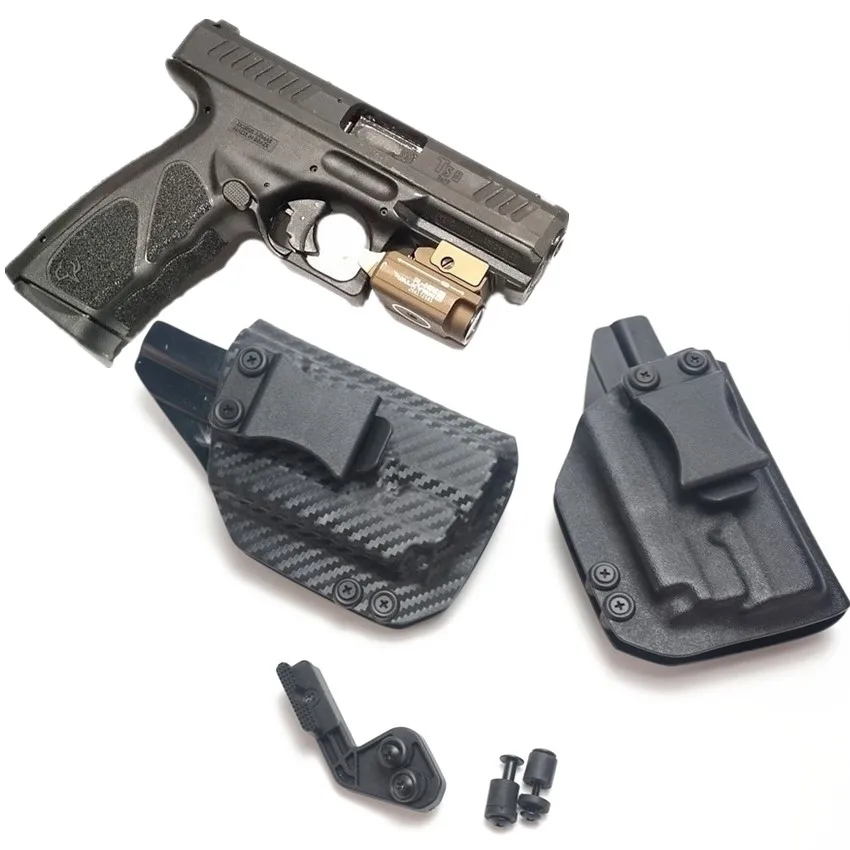 Inside Waistband Carbon Fiber Kydex Holster For Taurus TS9 9mm with Olight PL Mini 2 Valkyrie 600 Lumens Flashlight laser Case