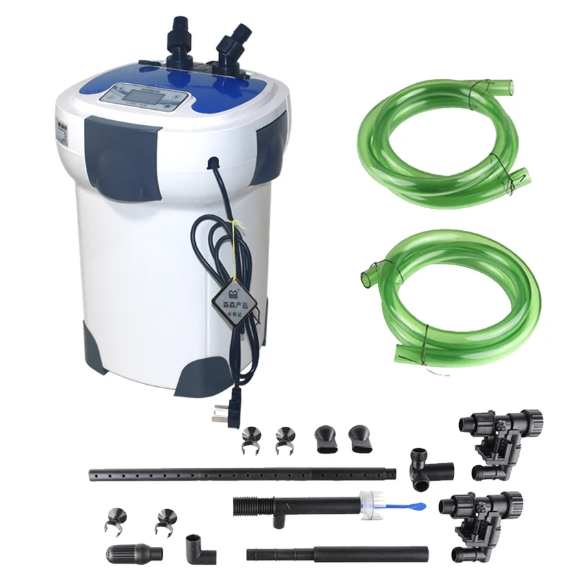 Filtro de aquário SUNSUN com monitor LCD, HW-3000, 6 seções de fluxo ajustável, 3000L por h, 9W Esterilizador UV para tanques de peixes até 300-750L