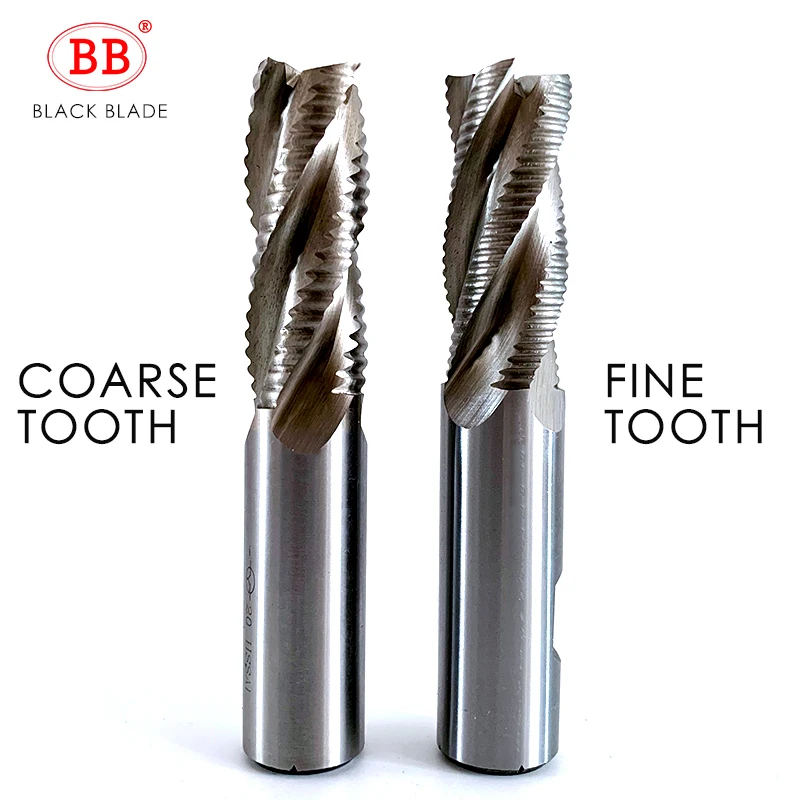 Moinho de topo de desbaste bb hss 3 4 flauta dentes de passo fino usinagem de aço de alumínio revestimento de estanho ferramenta de metal de baixa velocidade 6mm 7mm 8mm 10 12