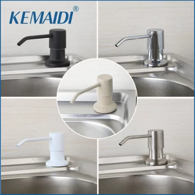 Kemaidi contemporânea quatro escolha chrome & níquel escovado bancada prato líquido bomba de mão substituição pia da cozinha dispensador sabão