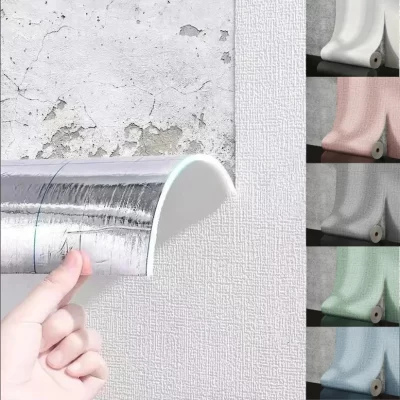 Painel de parede de espuma autoadesivo de 50cm, largura, textura de linho 3d, pvc, à prova d'água, à prova de som, removível para sala de estar, quarto, decoração de casa