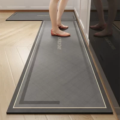 Tapete de chão de cozinha antiderrapante à prova de óleo tapete de couro pvc à prova d'água tapetes de tira longa estilo moderno decoração de casa