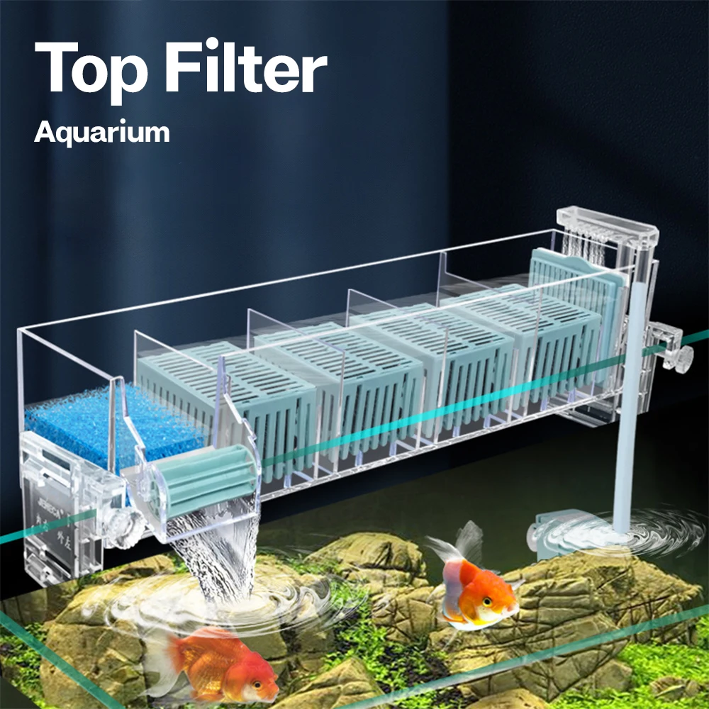 Rolo de filtro de cascata de parede para aquário, geração de oxigênio circulante, filtro superior de tanque de peixes multicamadas novo