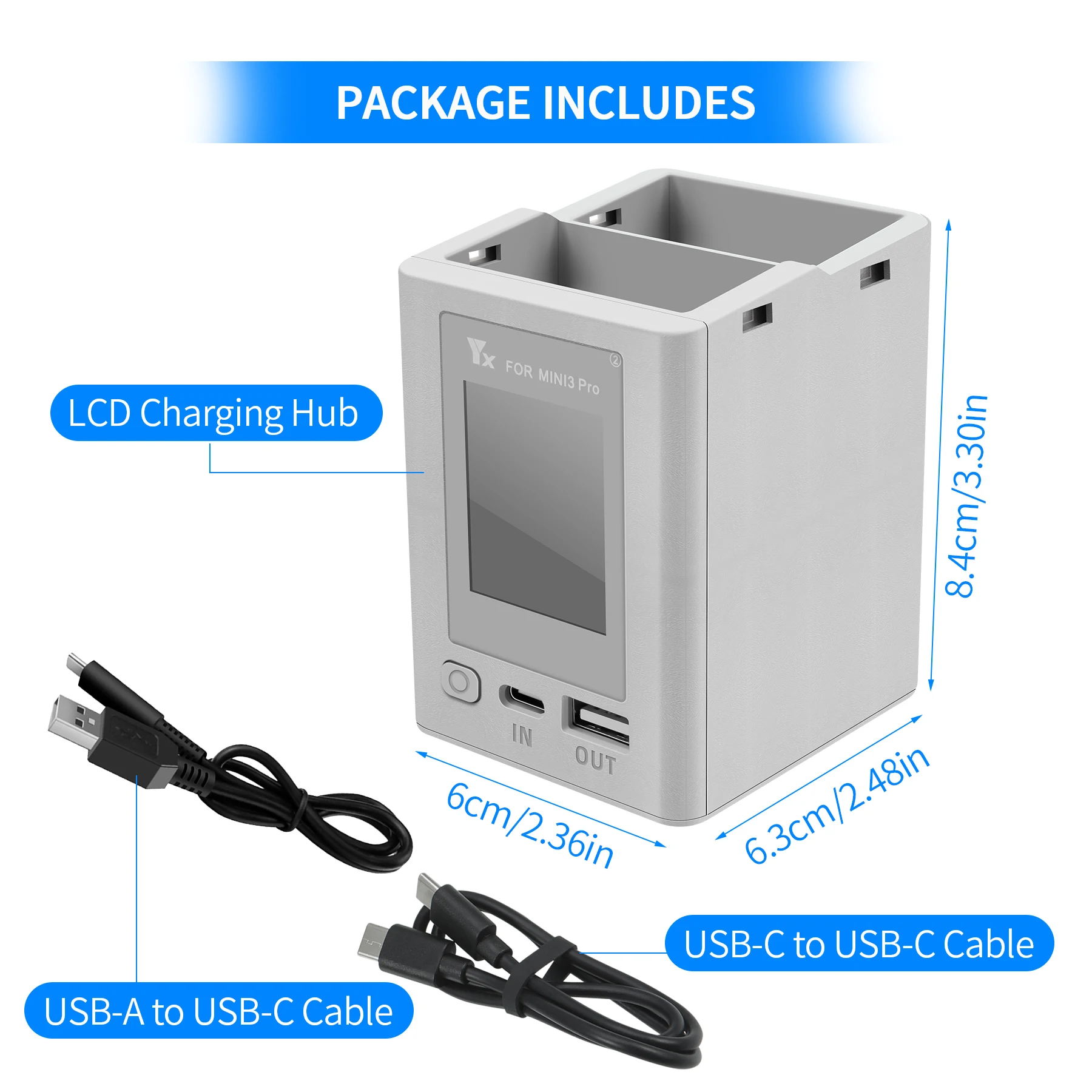 Hub de carregamento com display digital para mini 3, carregador de bateria, mordomo de carregamento para dji mini 3 pro/mini 4 pro, acessórios de banco de potência - Image 3