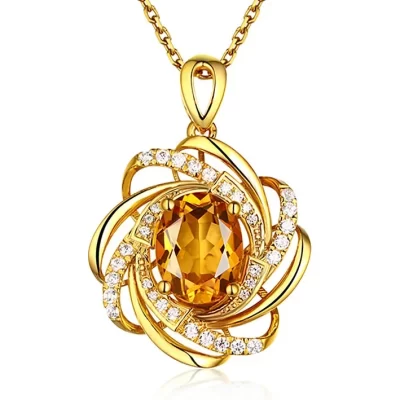 Real 18k ouro 2 quilates topázio pingente feminino luxo amarelo pedra preciosa 18 k colar de ouro jóias de cristal pingente das mulheres accessoires