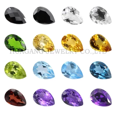 Natural Ametista Pedras Preciosas para Fazer Jóias DIY, Solto Topázio Azul, Gem Forma De Pêra, Tamanho 3x4-10x14mm