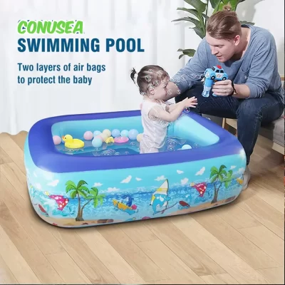 1M Baby Inflatable Pools Swimming Pool Water Pools Kids Bath Bathtub Outdoor Indoor Water Game Party for Children Boys Girls Dog