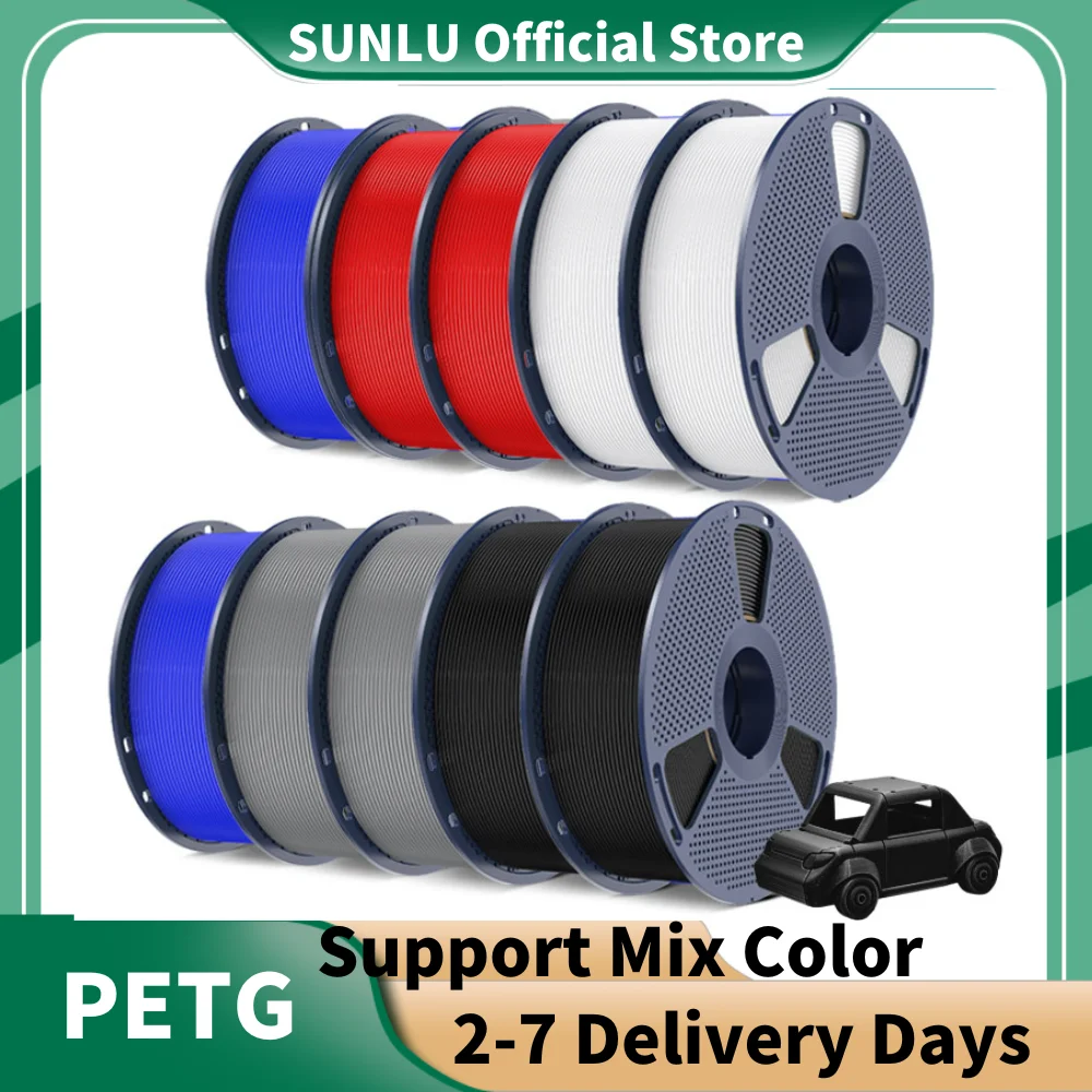 SUNLU 10KG PETG/ABS Filaments 10Rolls 3D Filament 1KG/roll 1.75mm 100% Filament Lines Up Neatly For 3D Printing From EU US