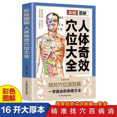 Um guia abrangente para ilustrações coloridas de pontos de acupuntura extraordinários no corpo humano e massagem meridiana