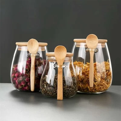 1pc Airtight Food Containers Kitchen Storage Pots Glass Jar with Lid Sealed Canister Sugar Tea Cans Hermetic Kitchen Coffee Jars