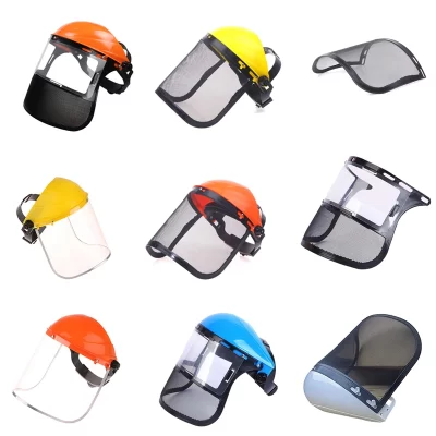 1pc jardim aparador de grama capacete de segurança chapéu com máscara protetora de malha facial completa para registro cortador de escova proteção florestal