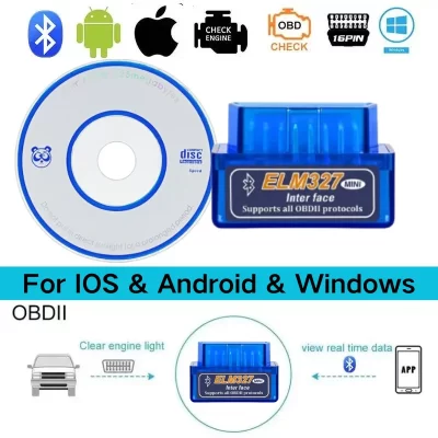 Bluetooth5.1 mini elm327 v2.1/v1.5 scanner obd2 automático com disco ferramenta de diagnóstico do carro ferramenta leitor código para android/ios/windows