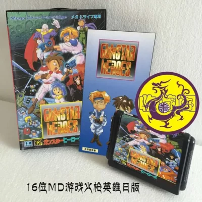 Gunstar Heroes with Box and Manual Cartridge for 16 Bit Sega MD Game Card MegaDrive Genesis System