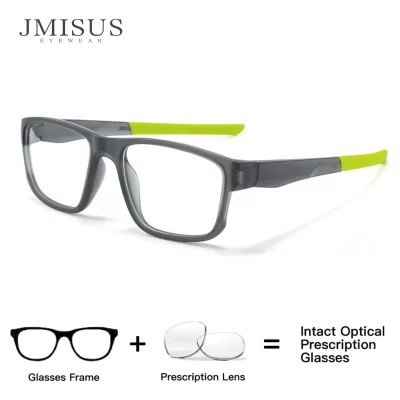 JMISUS Square Photochromic Sports Prescription Glasses TR Frame Grey Brown Lenses Outdoor Indoor Use Colors