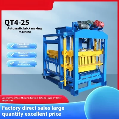 Máquina de fazer tijolos totalmente automática QT4-25 sem queima que faz a máquina permeável, máquina de tijolos ocos de cimento