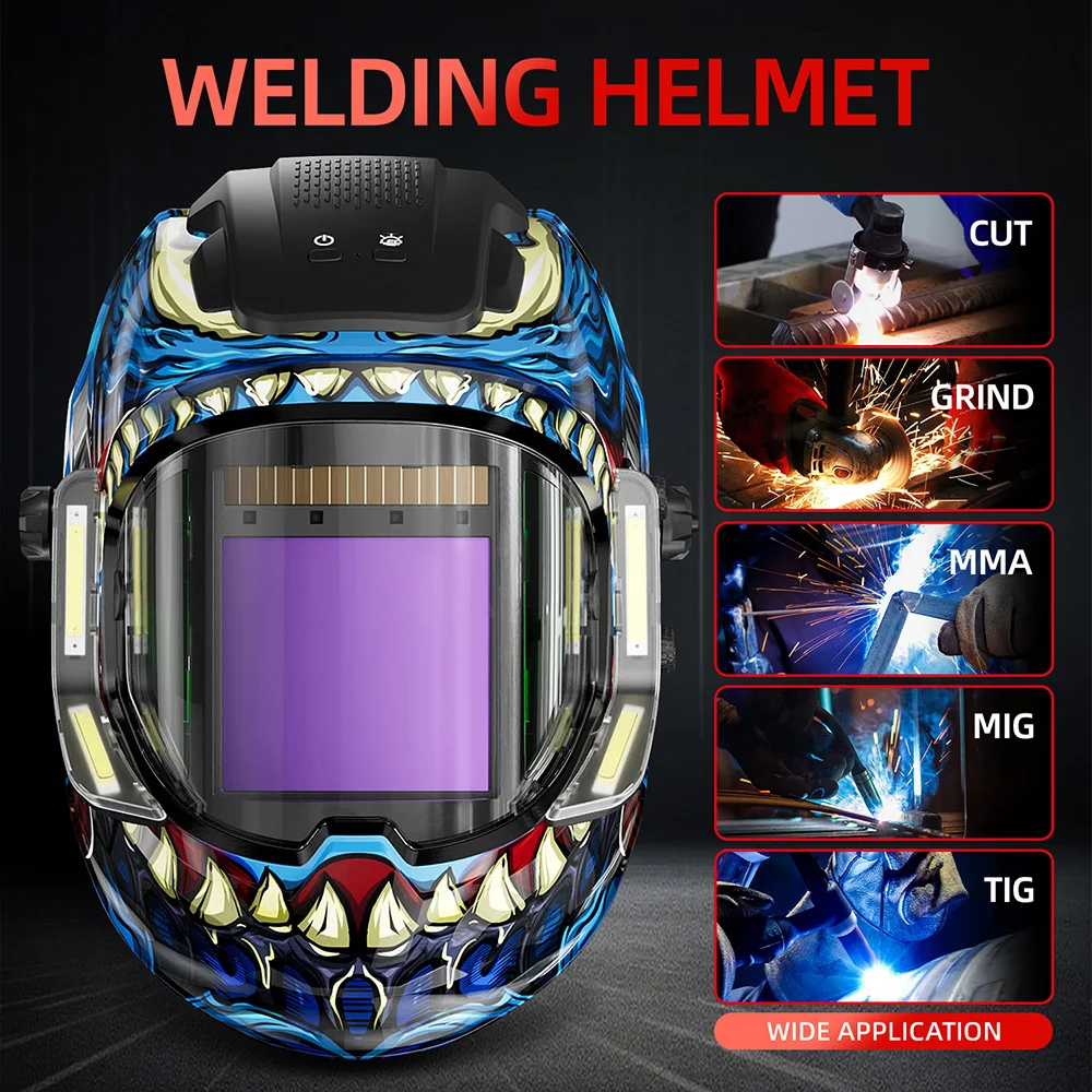 Capacete de soldagem com escurecimento automático ANDELI panorâmico 180 ° Ver máscara de soldagem com sensor de arco True Color 4 para máquina de soldador MIG MAG MMA