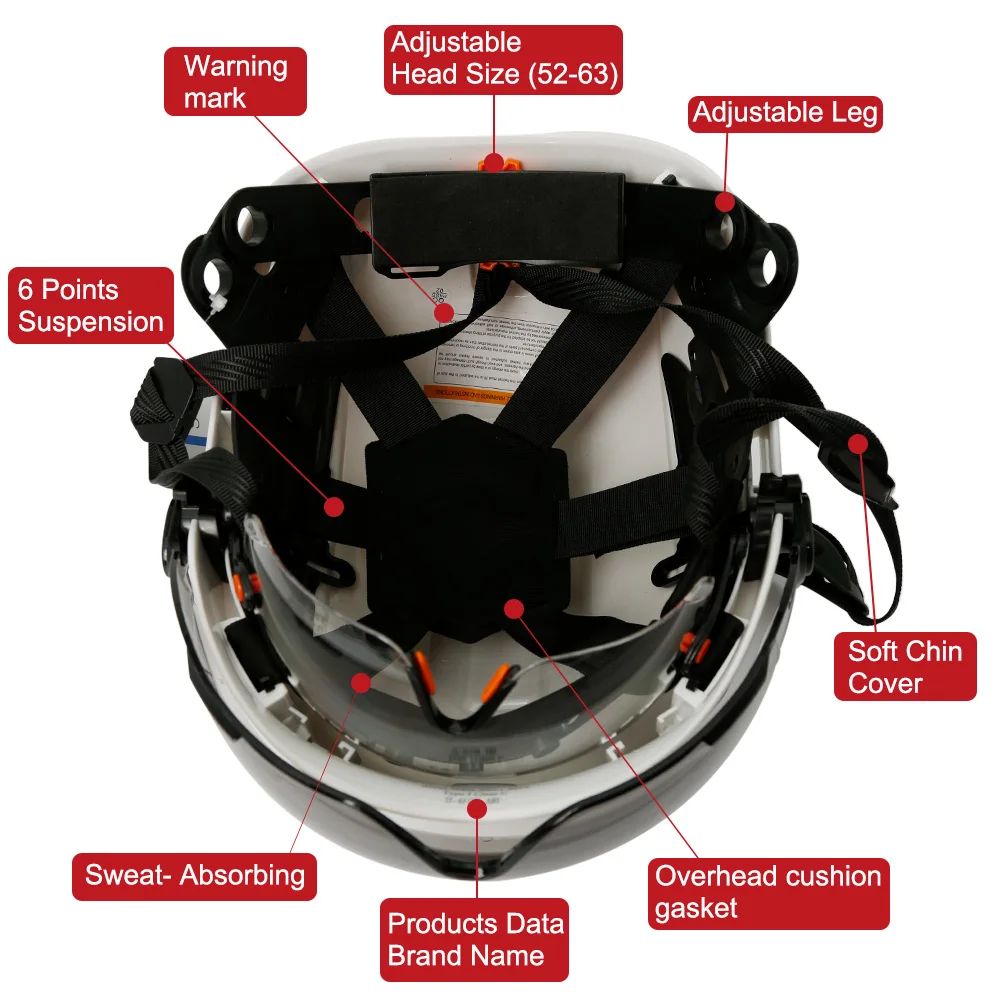 Capacete de segurança de construção ce com viseira, óculos embutidos para engenheiro, capacete abs, boné de trabalho industrial ansi, proteção de cabeça, novo - Image 6