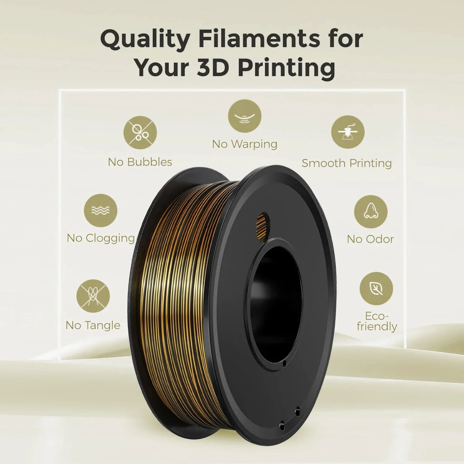 1kg Dual Colour 3D Printing Filament silk PLA BLACK GOLD 1.75MM PLA gold black Silk 2 Colours FOR 3D Printing Material 250g 500g - Image 2