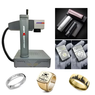 Máquina de gravação de marcação a laser de fibra pequena de mesa JPT 20w 30w 50w Gravador a laser para plástico ouro prata metal